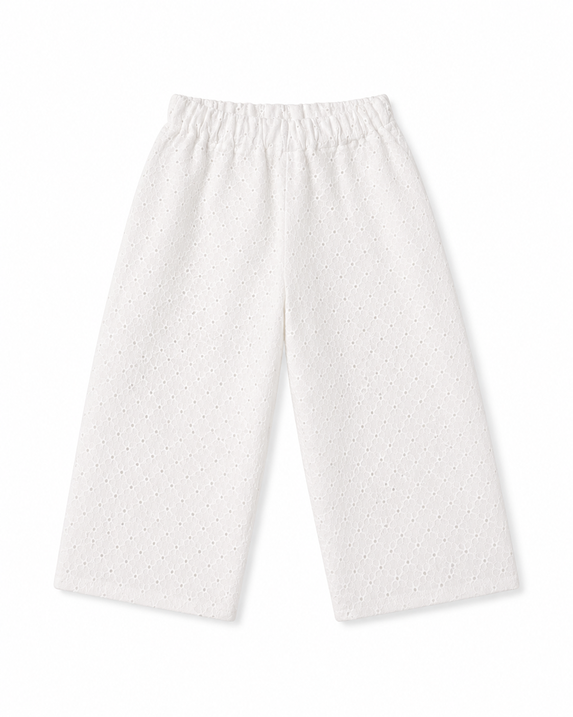 Pantalon de niña balloon blancos bordado flores